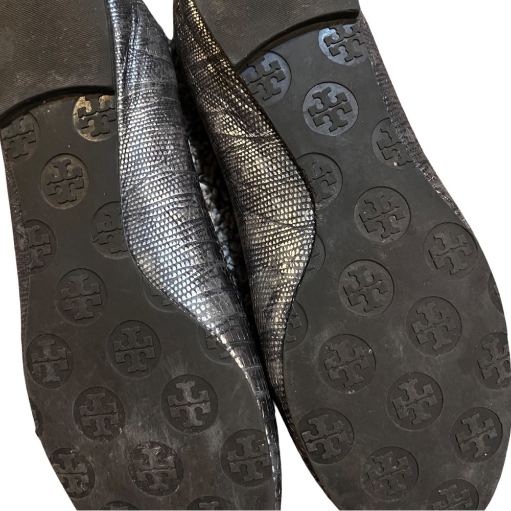 Tory Burch Shoes Espadrilles Flats Snakeskin Leather Metallic Womens Size 7M - Picture 4 of 14